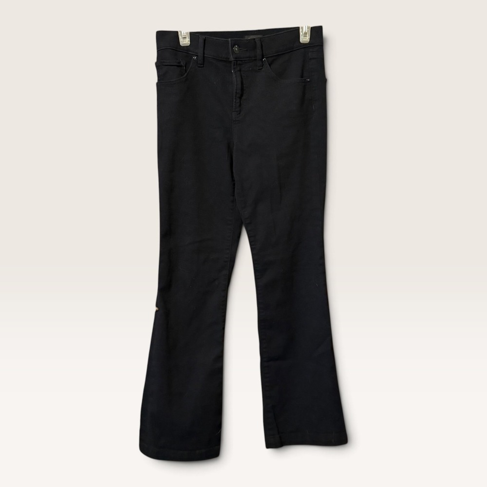 Express Black Flare Jeans Size 4 Short Mid Rise Solid Minimalist Workwear